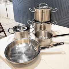 Bộ Nồi Fissler profi set 5 vung kính siêu cao cấp kèm quánh và chảo size 24 made in Germany