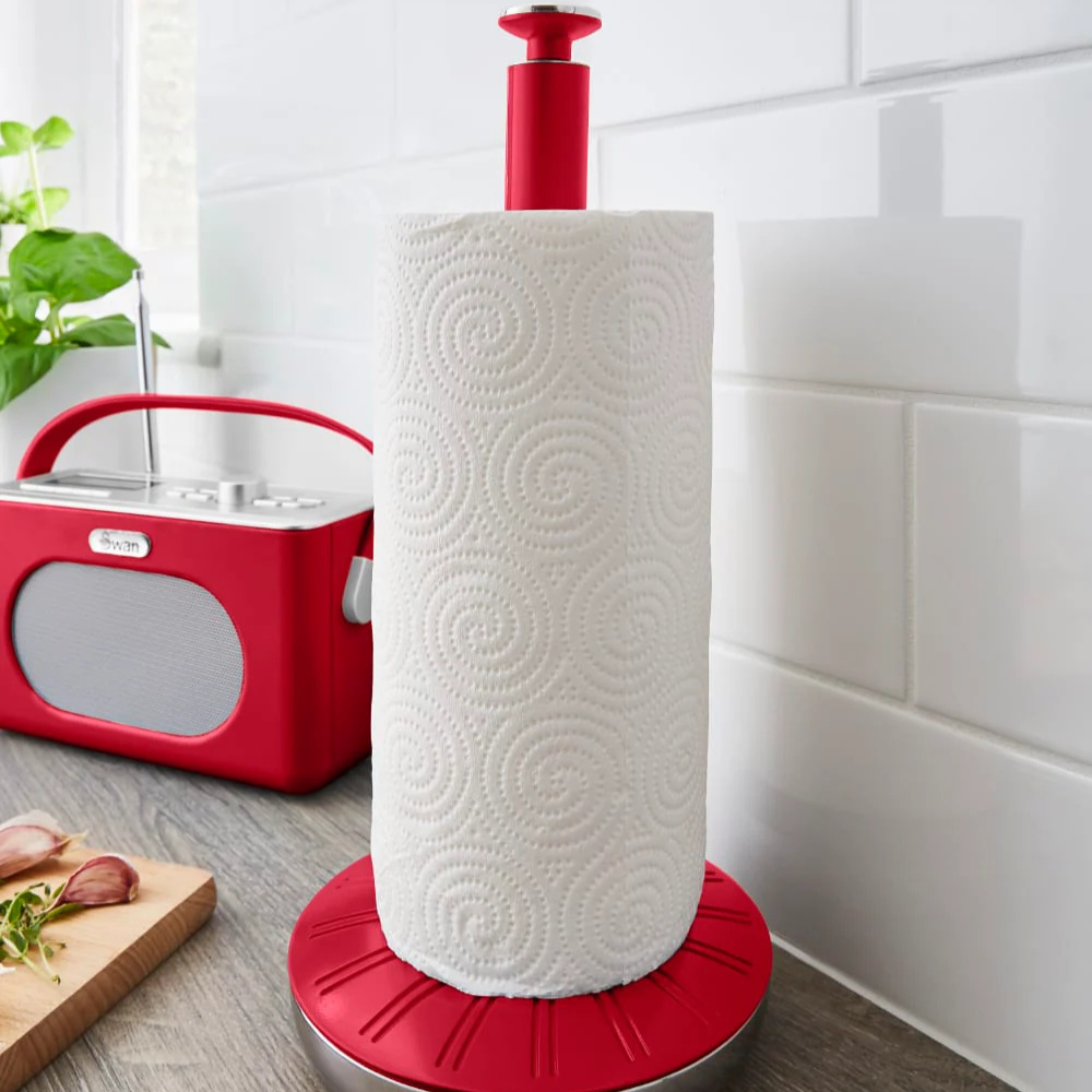 Cây treo cốc và dụng cụ để giấy đứng Swan Retro màu đỏ