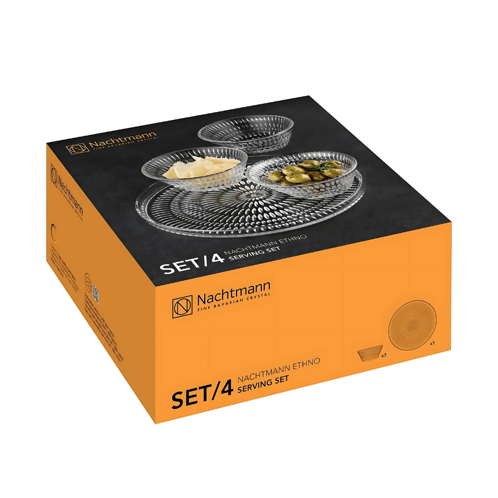 Set 3 bát và đĩa pha lê NACHTMANN Ethno 105766 11cm và 22cm
