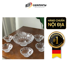 Set 7 bát pha lê mài Bohemia gồm 1 mâm bồng lớn 25cm và 6 bát nhí 13cm