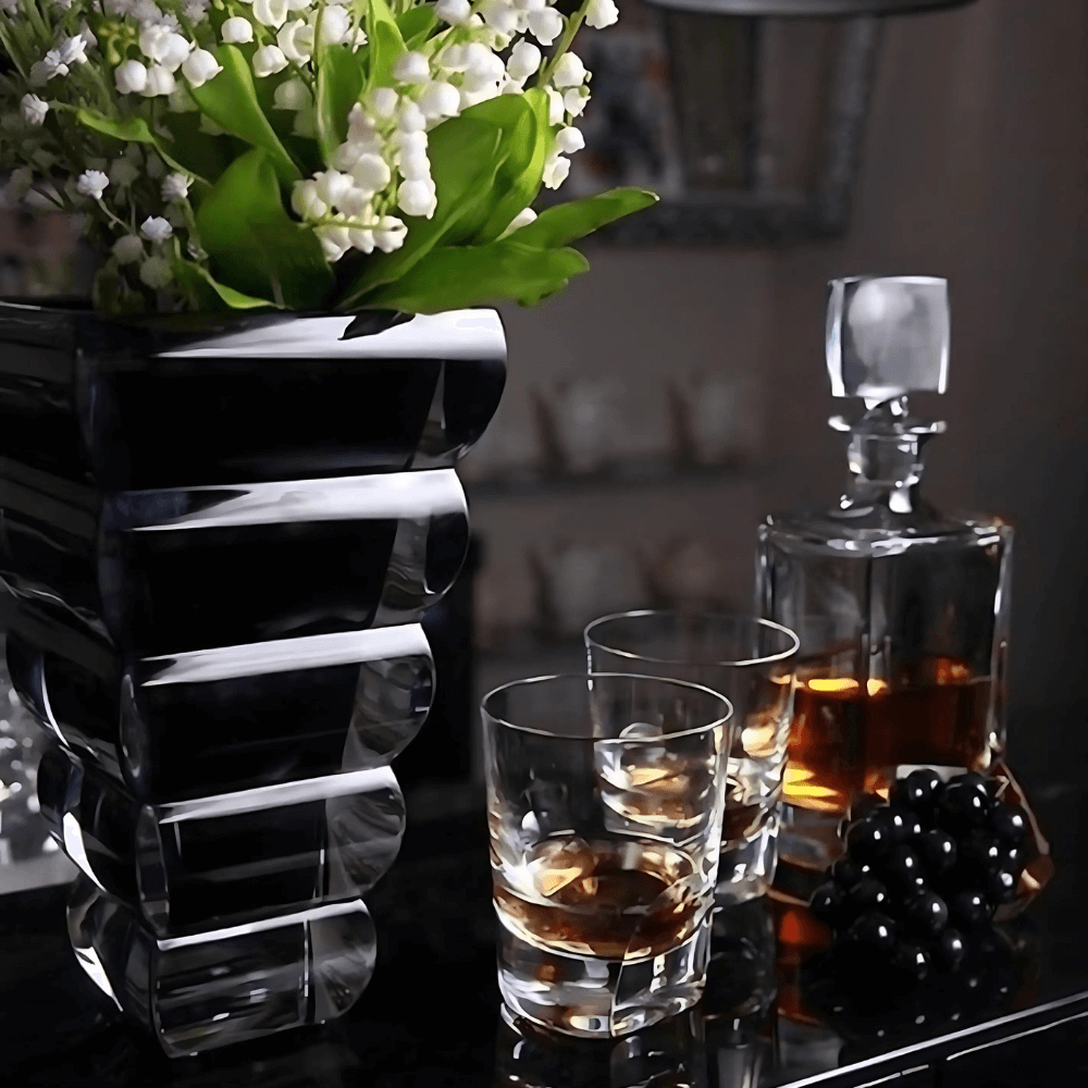 Bình hoa pha lê Rogaska Adria 25cm màu đen