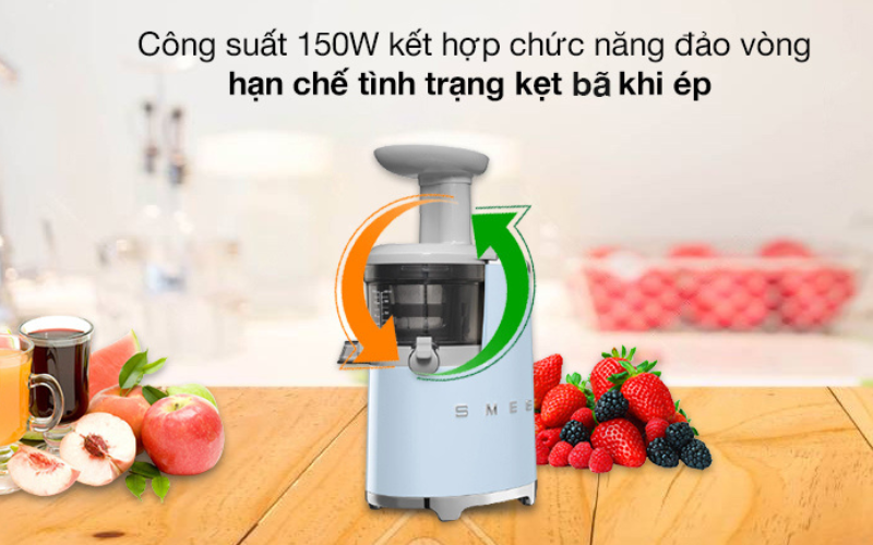 Máy ép chậm SMEG SJF01PBEU màu xanh nội địa Đức