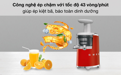 Máy ép chậm SMEG SJF01RDEU màu đỏ nội địa Đức