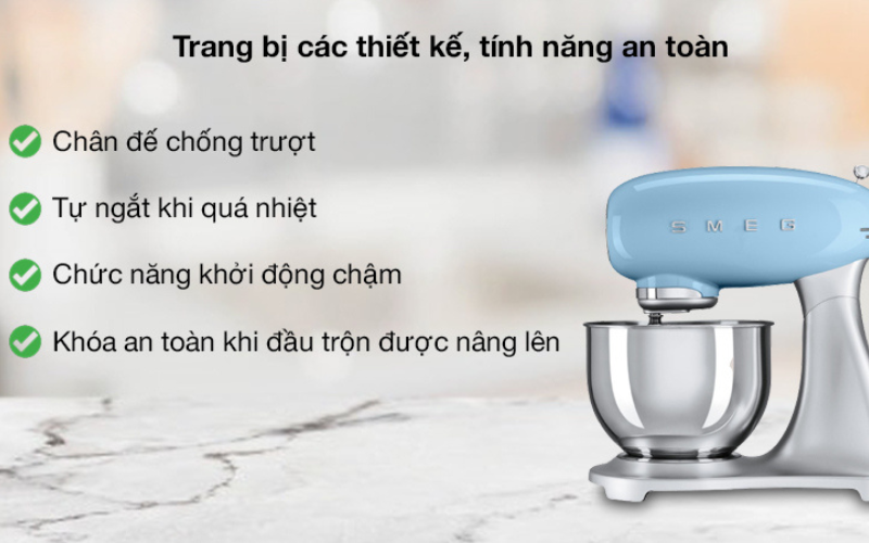 Máy trộn bột SMEG SMF02PBEU màu xanh da trời