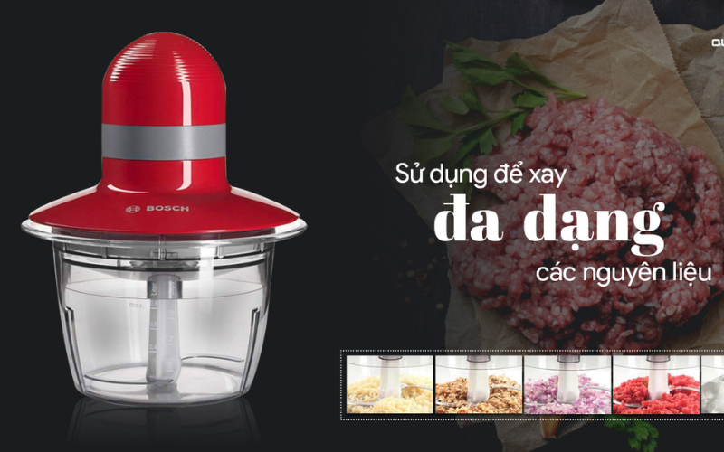 Máy xay thịt mini BOSCH MMR08R2 màu đỏ