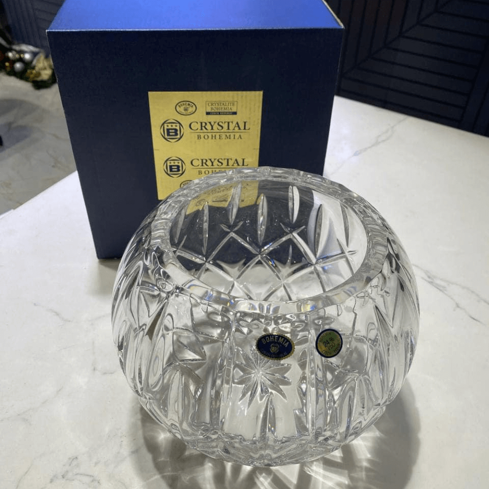 Lọ hoa cầu tròn pha lê Bohemia Sheffield 17,5cm