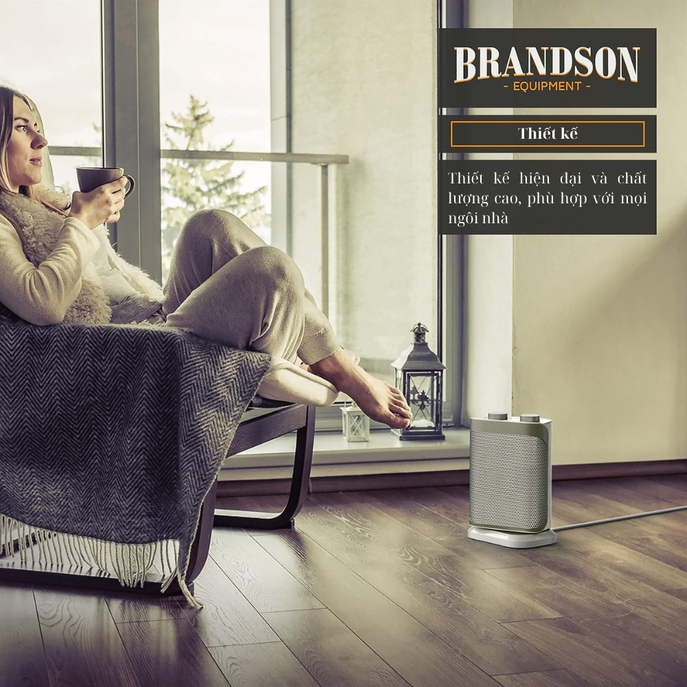 Quạt sưởi gốm Brandson 1500W màu trắng bạc