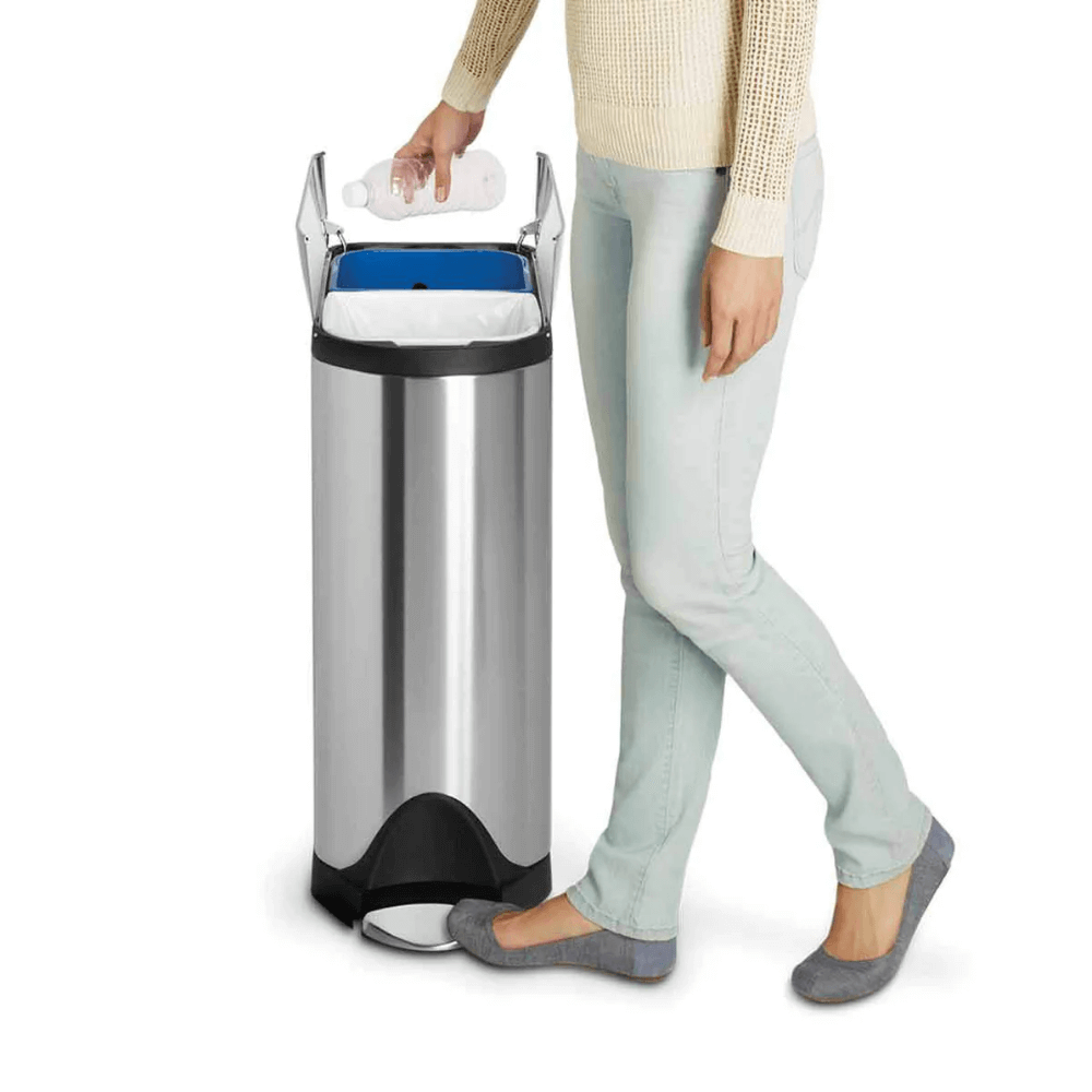 Thùng rác cánh bướm Simplehuman 40L 2 ngăn tái chế