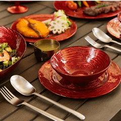 Set 18 món bát, đĩa, ly cao cấp Viola From Germany màu đỏ