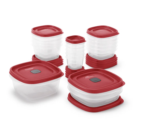 Sét hộp Tritan Rubbermaid Brilliance 34 món EasyFindLids màu đỏ