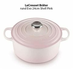 Nồi gang tròn Le Creuset 24cm màu hồng shell pink