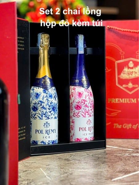 Hộp 2 chai kèm túi đỏ vang Sủi Đẳng Cấp Số 1 Thế Giới Sparkling Pol Remy Ice