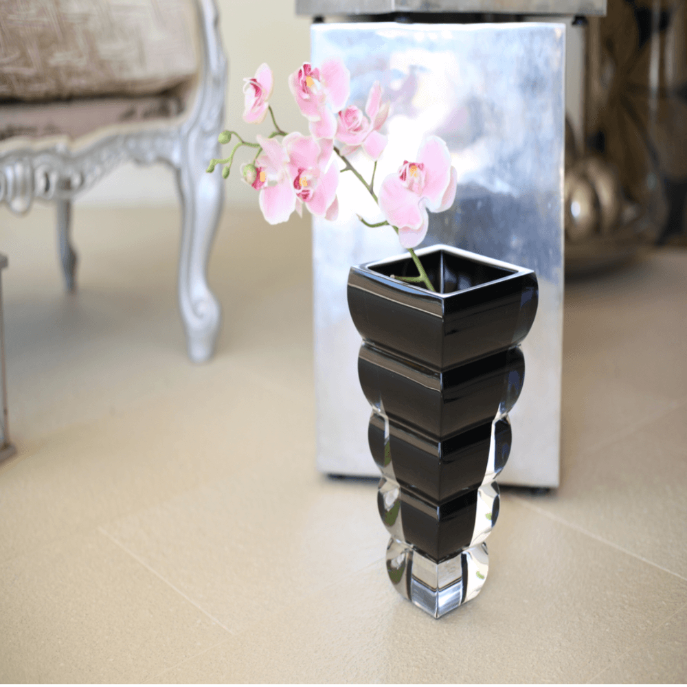 Bình hoa pha lê Rogaska Adria 25cm màu đen