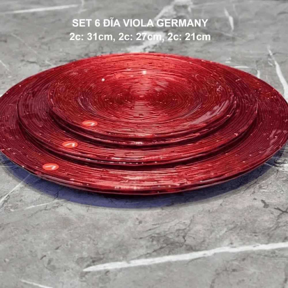 Set 18 món bát, đĩa, ly cao cấp Viola From Germany màu đỏ