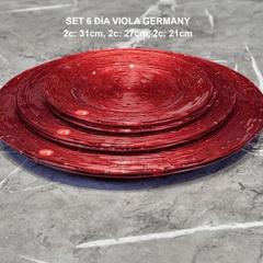 Set 18 món bát, đĩa, ly cao cấp Viola From Germany màu đỏ