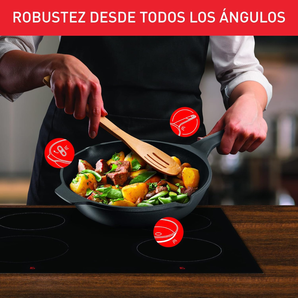 Chảo đúc cao cấp Tefal Robusto có miệng rót 24cm E2490444
