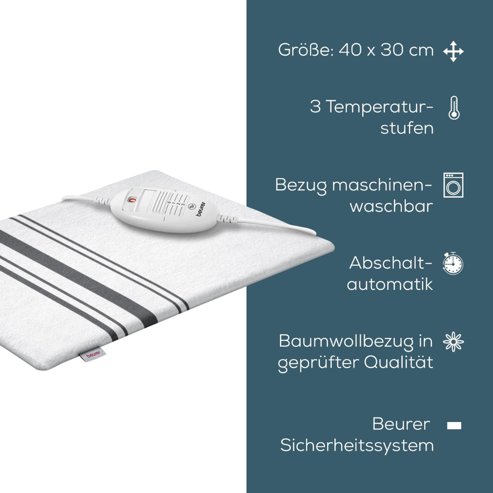 Tấm sưởi điện Beurer HK25 40x30cm màu trắng xám