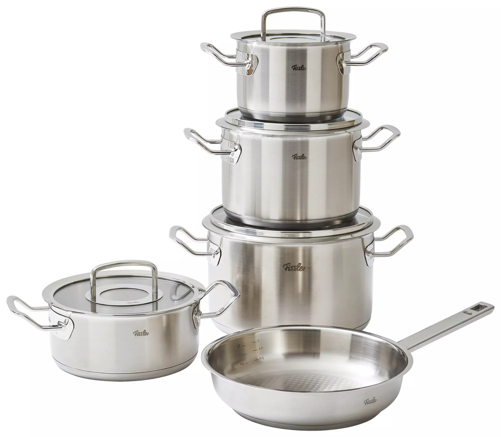 Bộ nồi Fissler Profi set 5 món vung kính kèm chảo Fissler Profi tổ ong size 24cm made in Germany
