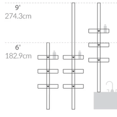 Giá treo dụng cụ nhà tắm loại chống sàn và trần Simplehuman 2,74m