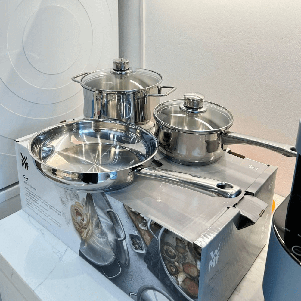 Bộ nồi WMF Diadem Plus 3 món kèm quánh và chảo thép WMF 24cm