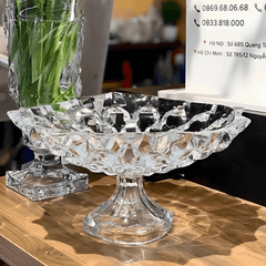 Chân bồng pha lê Bohemia Samba Shallow 35cm màu trắng