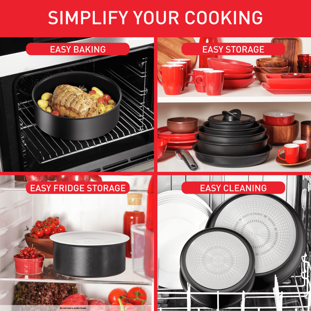Set 3 chảo chống dính TEFAL 18 + 26 + 26cm Ingenio Unlimited L7819022 cán rời màu đen