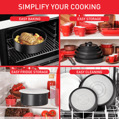 Set 3 chảo chống dính TEFAL 18 + 26 + 26cm Ingenio Unlimited L7819022 cán rời màu đen