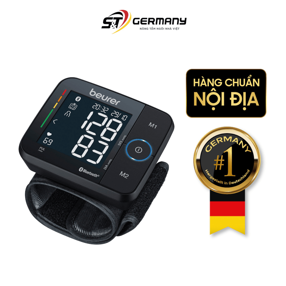 Máy đo huyết áp cổ tay điện tử kết nối bluetooth BEURER BC54 màu đen