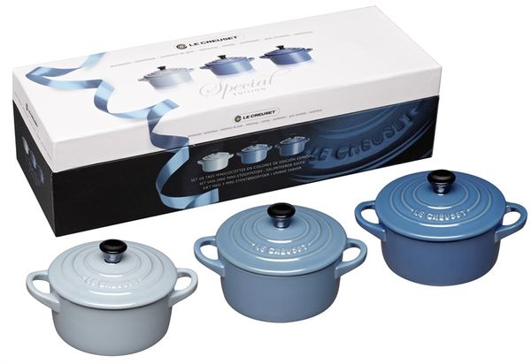 Bộ 3 nồi mini Le Creuset Cocotte màu xanh dương