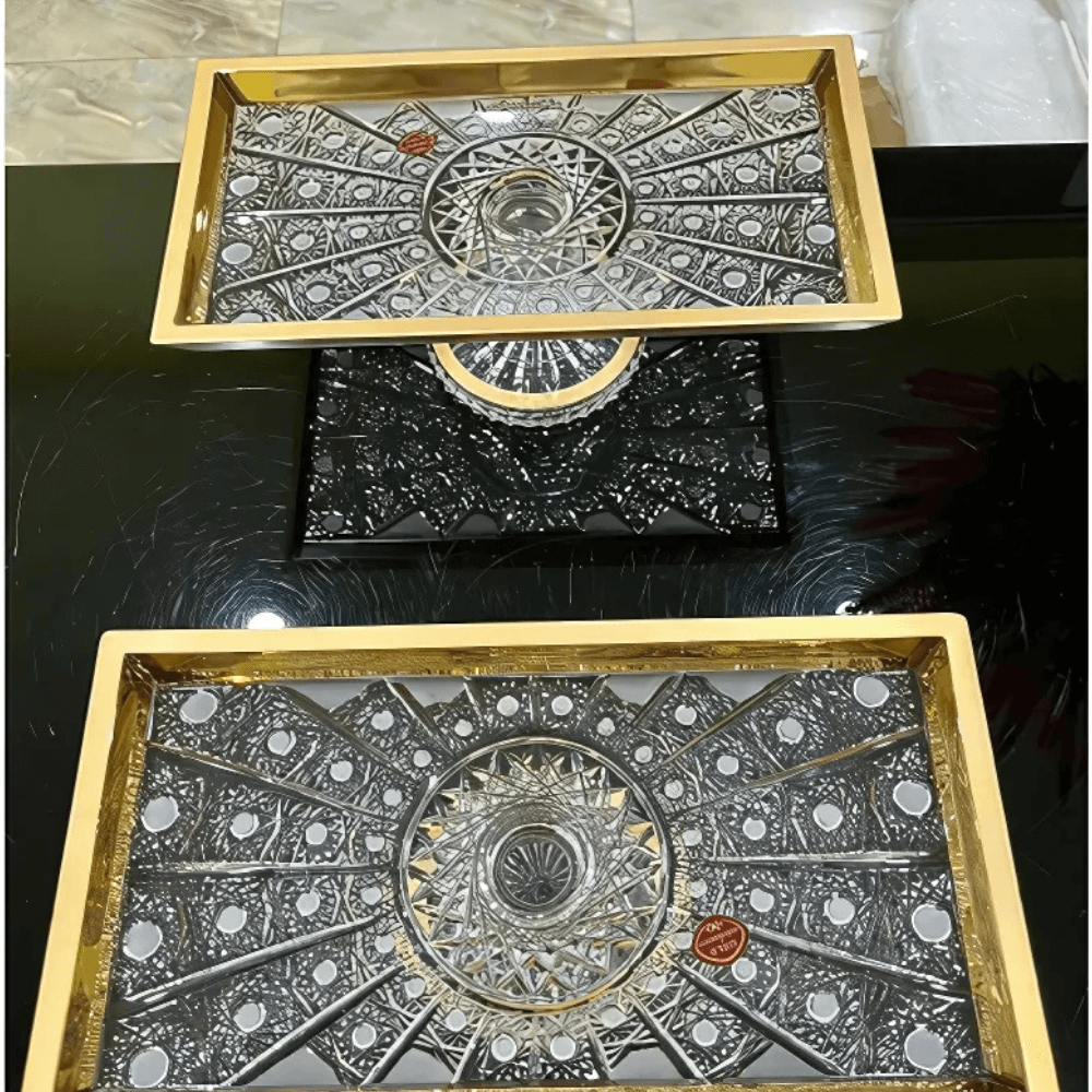 Chân bồng chữ nhật khảm vàng Arcade 34cm