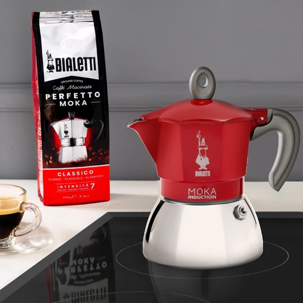 Ấm pha cà phê Bialetti Moka Induction màu đỏ 4 cốc