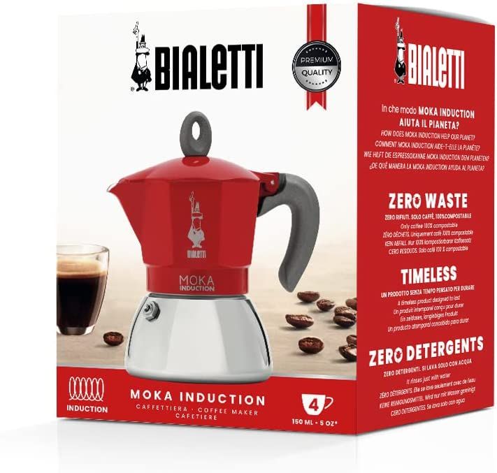 Ấm pha cà phê Bialetti Moka Induction màu đỏ 4 cốc