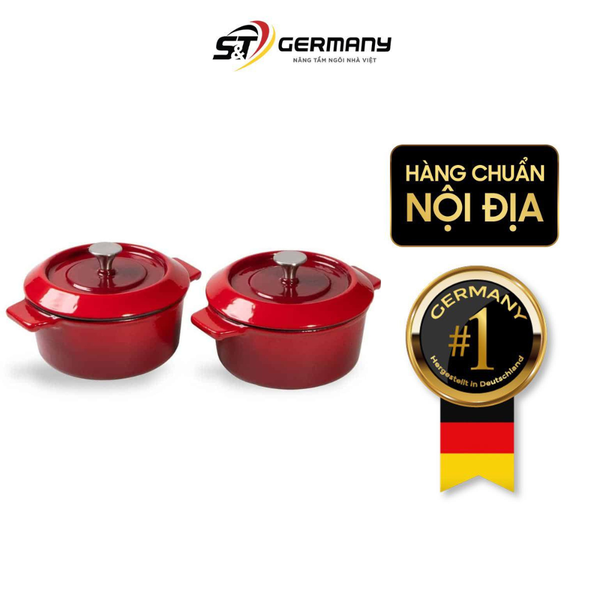 Set 2 nồi gang WOLL 10cm màu đỏ nội địa Đức