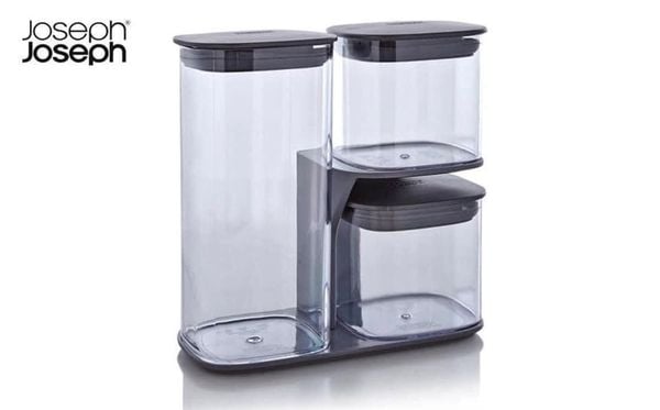 Set 3 hộp đựng thực phẩm Joseph Joseph 98467 Podium 3-piece Storage Jar Set - Grey