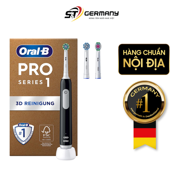 Bàn chải điện ORAL-B Pro Series 1 Plus màu đen (kèm 2 đầu bàn chải thay thế) model 2023