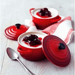 Bộ 4 nồi mini Le Creuset Cocottes Metallics màu đỏ cherry 10cm
