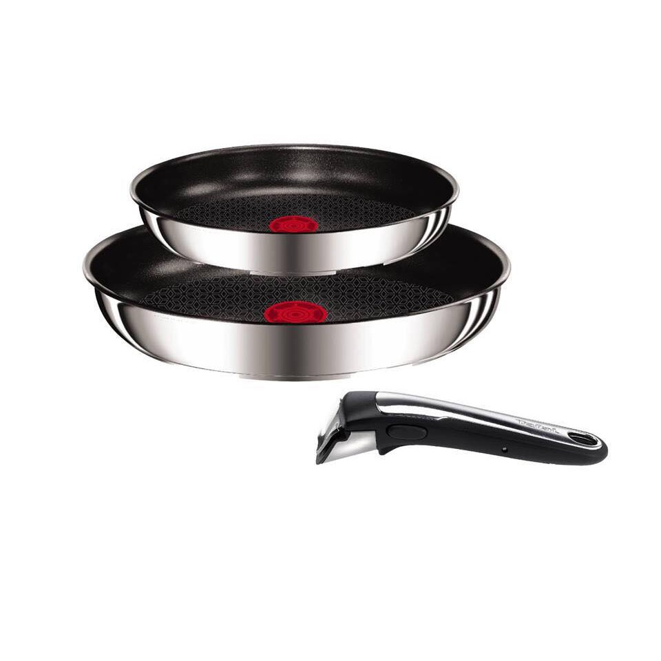 Bộ chảo Tefal 24 + 28 cm inox trắng cán rời L9409202