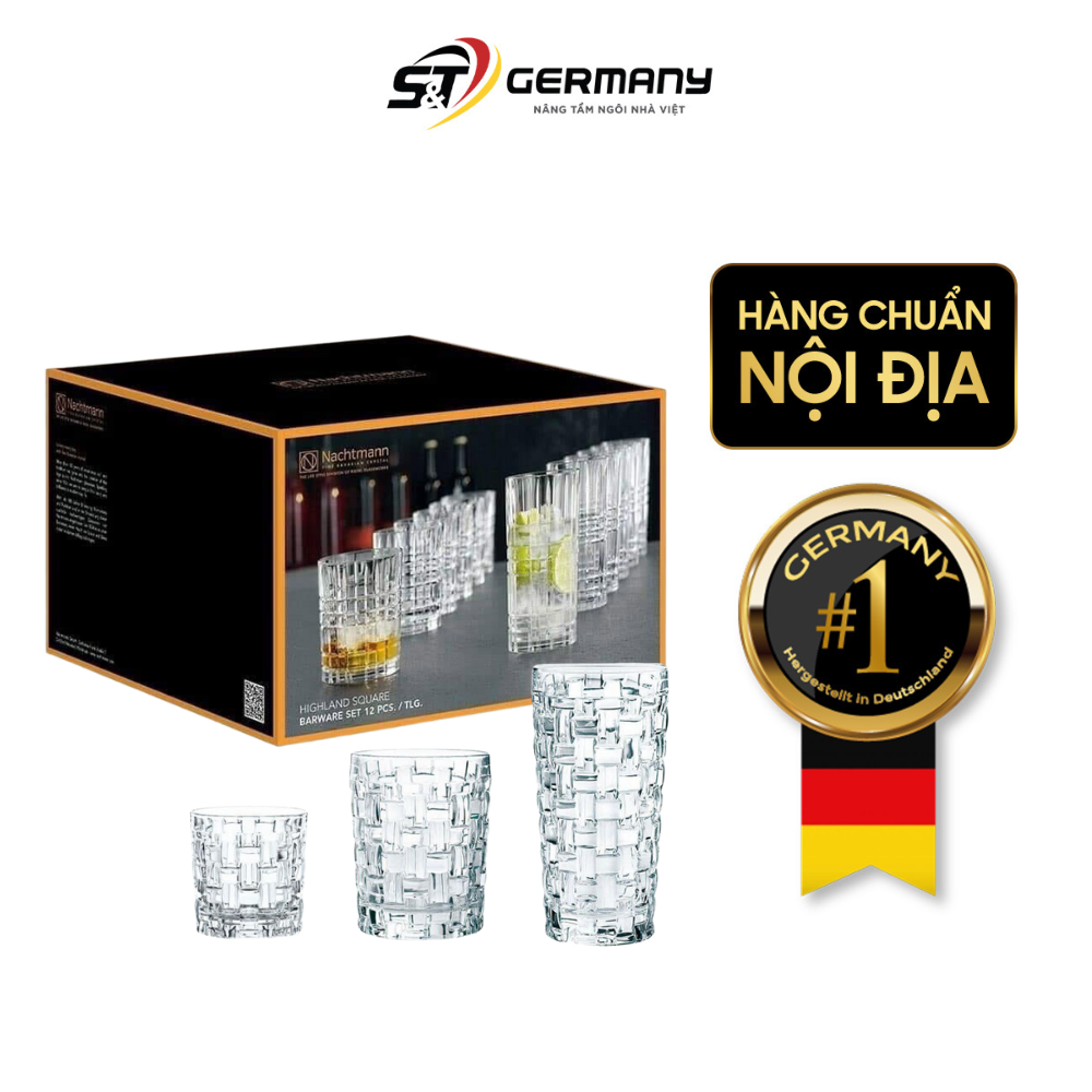 Bộ 18 cốc pha lê Nachtmann Bossa Nova 3 kích cỡ