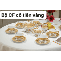 Bộ trà cà phê cô tiên vàng 15 món