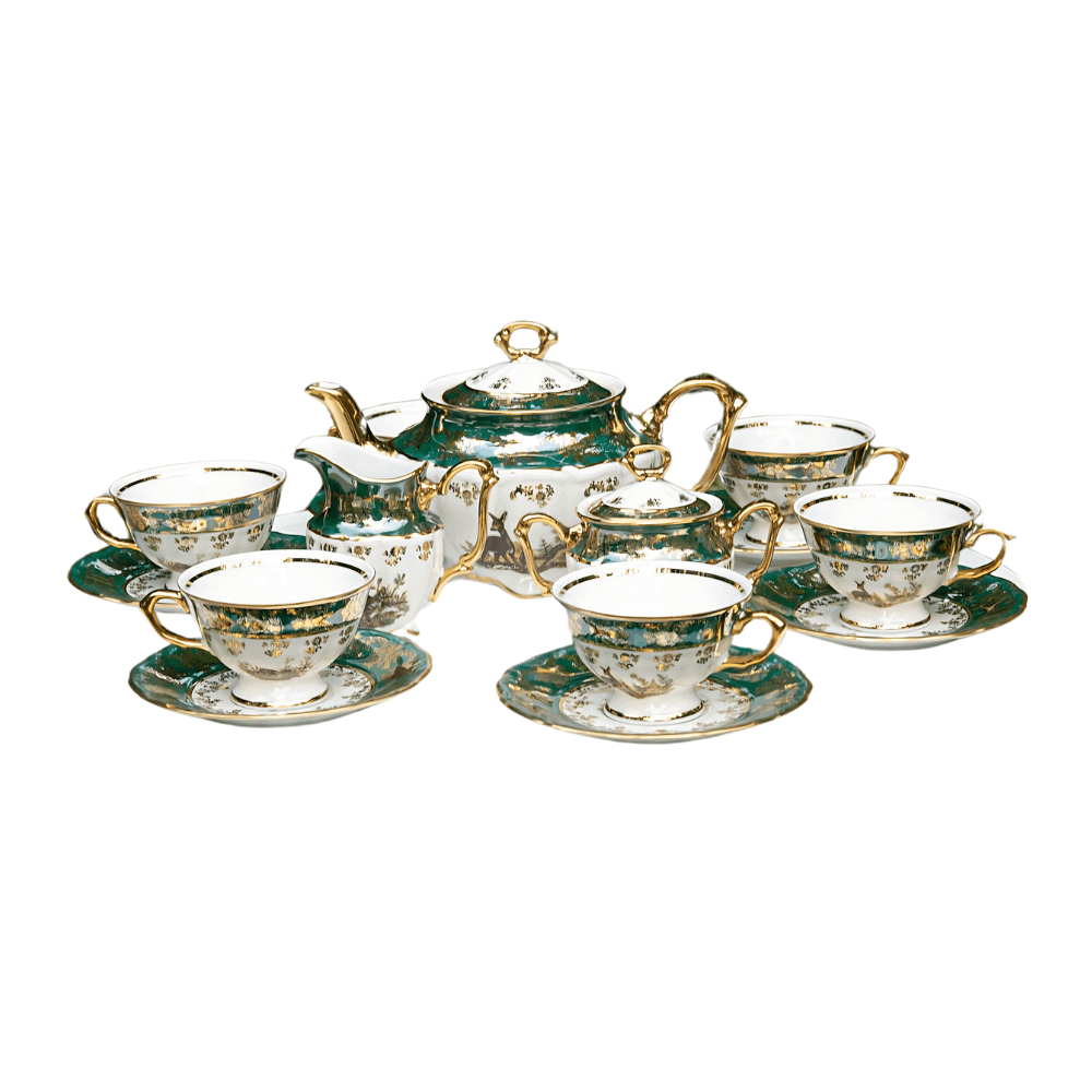 Bộ trà cà phê con thú xanh lá 15 món