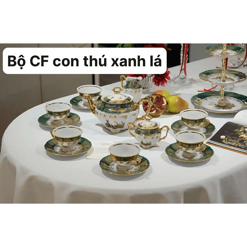 Bộ trà cà phê con thú xanh lá 15 món