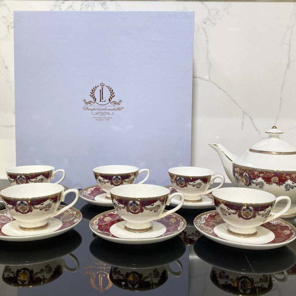 Bộ trà sứ viền đỏ Spedona