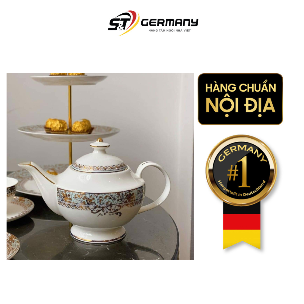 Bộ trà sứ xanh ngọc dây vàng Spedona