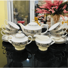 Bộ trà sứ xanh ngọc dây vàng size to Imperial London