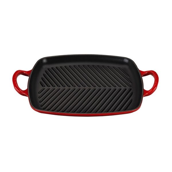 Chảo gang nướng Le Creuset hình chữ nhật 32 x 22cm màu đỏ cheery