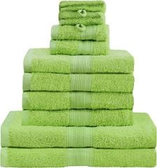 Bộ Khăn Tắm chất lượng cao GREEN MARK Textilien 10 chiếc màu xanh green