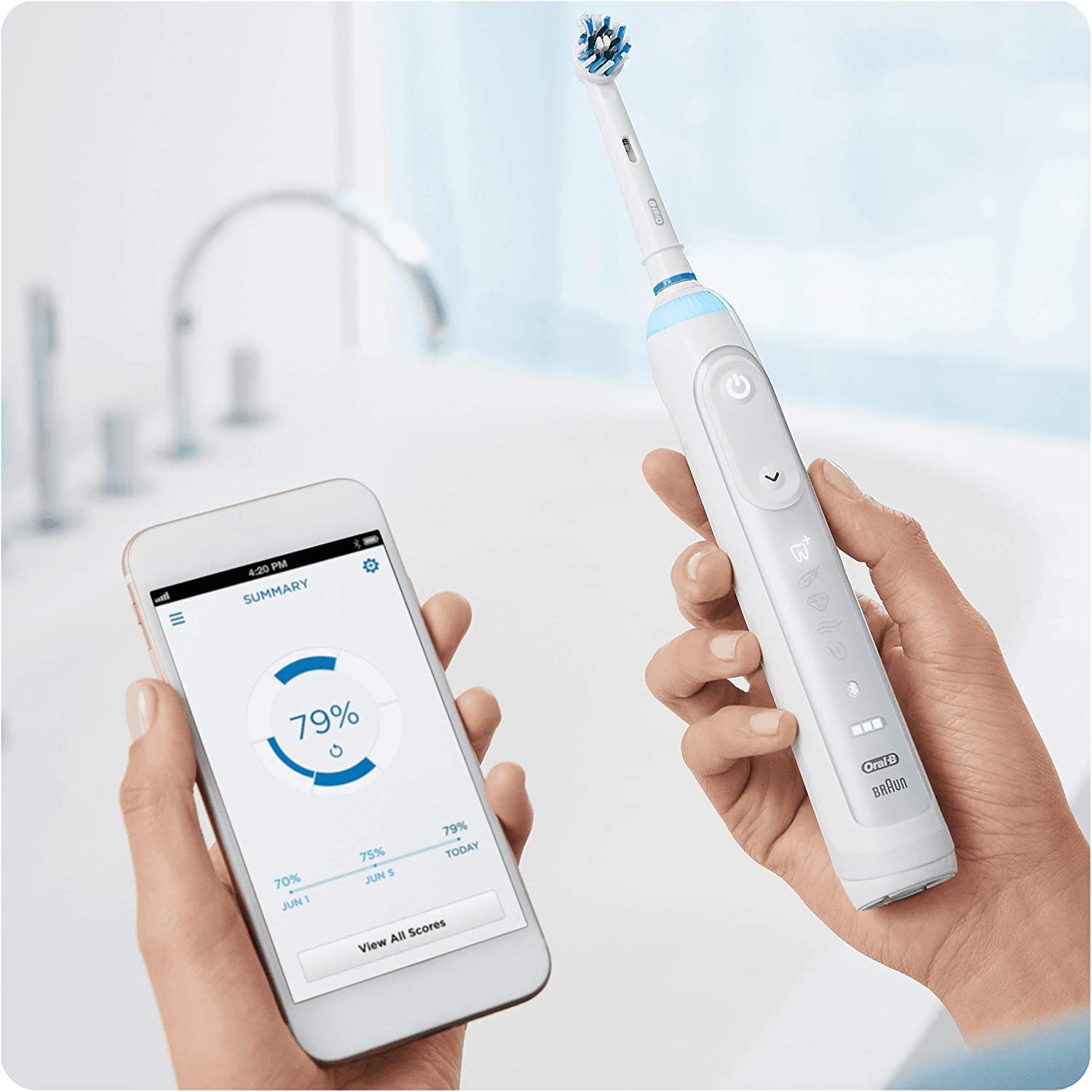 Bàn Chải Điện cao cấp Oral-B Genius 10100 S (màu trắng, kèm hộp đựng m