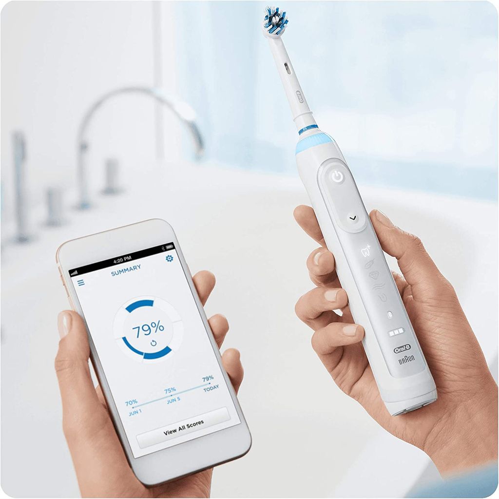 Bàn Chải Điện cao cấp Oral-B Genius 10100 S màu trắng, kèm hộp đựng mang đi du lịch