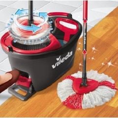 Bộ cây lau nhà đầu tròn Vileda Turbo made in SEC màu đỏ