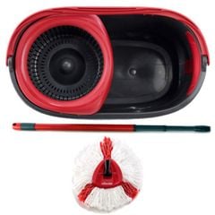 Bộ cây lau nhà đầu tròn Vileda Turbo made in SEC màu đỏ